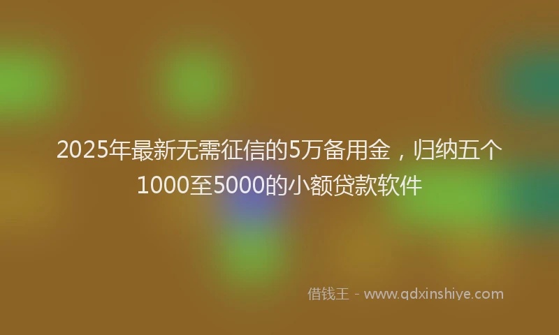2025年最新无需征信的5万备用金，归纳五个1000至5000的小额贷款软件