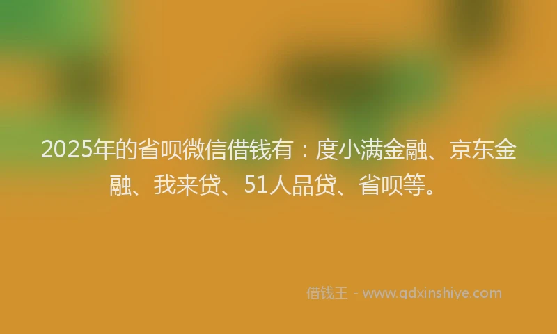 2025年的省呗微信借钱有：度小满金融、京东金融、我来贷、51人品贷、省呗等。