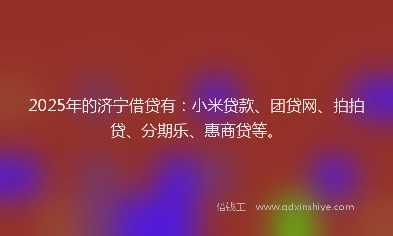 2025年的济宁借贷有：小米贷款、团贷网、拍拍贷、分期乐、惠商贷等。