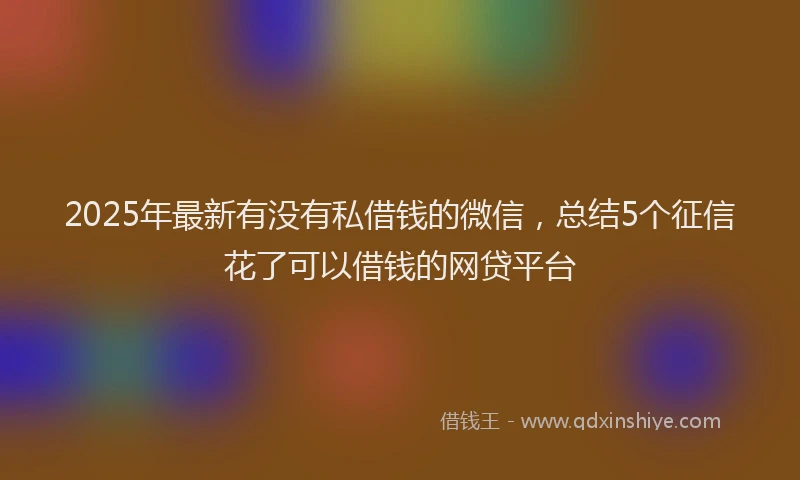 2025年最新有没有私借钱的微信，总结5个征信花了可以借钱的网贷平台
