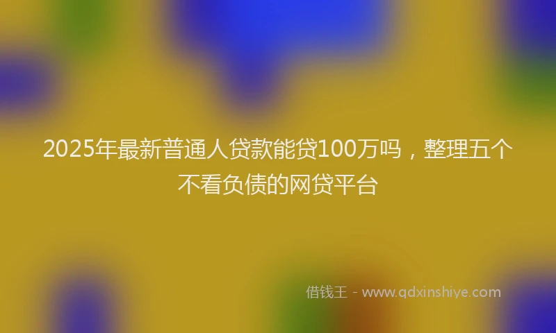 2025年最新普通人贷款能贷100万吗，整理五个不看负债的网贷平台