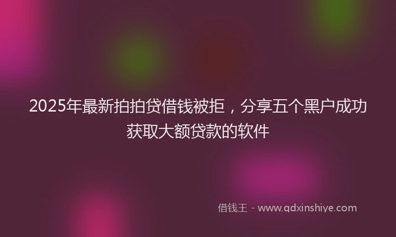 2025年最新拍拍贷借钱被拒，分享五个黑户成功获取大额贷款的软件