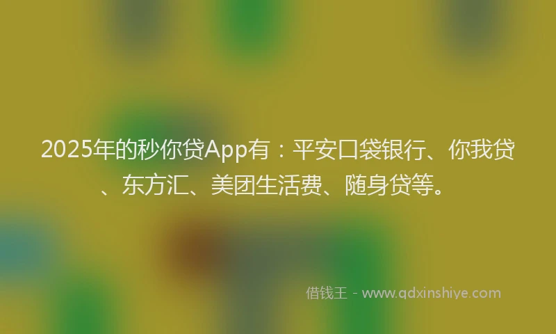 2025年的秒你贷App有：平安口袋银行、你我贷、东方汇、美团生活费、随身贷等。