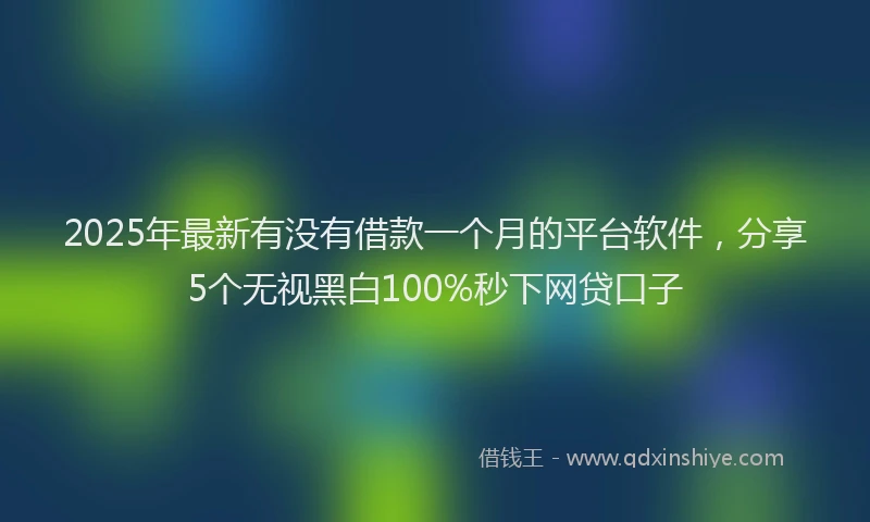 2025年最新有没有借款一个月的平台软件，分享5个无视黑白100%秒下网贷口子
