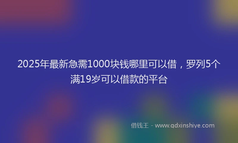 2025年最新急需1000块钱哪里可以借，罗列5个满19岁可以借款的平台