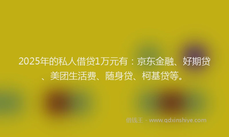 2025年的私人借贷1万元有：京东金融、好期贷、美团生活费、随身贷、柯基贷等。