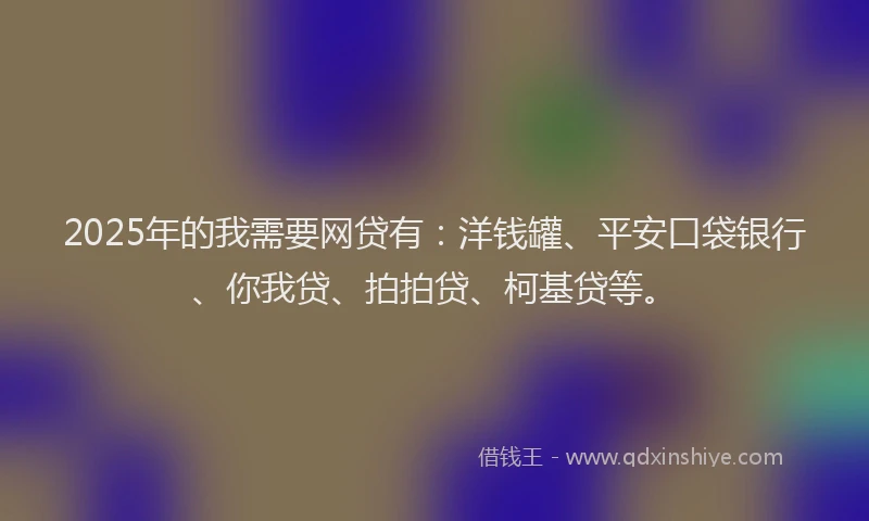 2025年的我需要网贷有：洋钱罐、平安口袋银行、你我贷、拍拍贷、柯基贷等。
