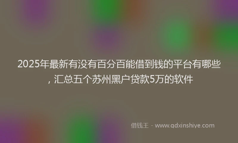 2025年最新有没有百分百能借到钱的平台有哪些，汇总五个苏州黑户贷款5万的软件