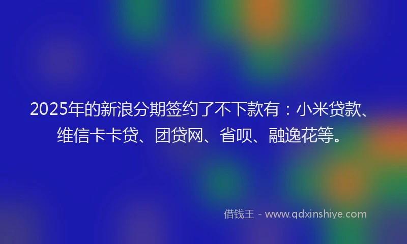 2025年的新浪分期签约了不下款有：小米贷款、维信卡卡贷、团贷网、省呗、融逸花等。