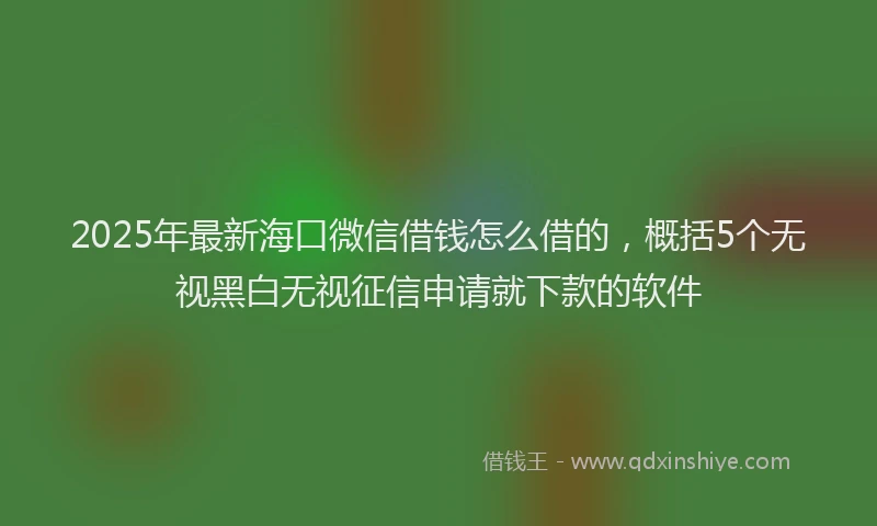 2025年最新海口微信借钱怎么借的，概括5个无视黑白无视征信申请就下款的软件