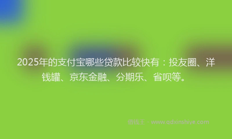 2025年的支付宝哪些贷款比较快有：投友圈、洋钱罐、京东金融、分期乐、省呗等。