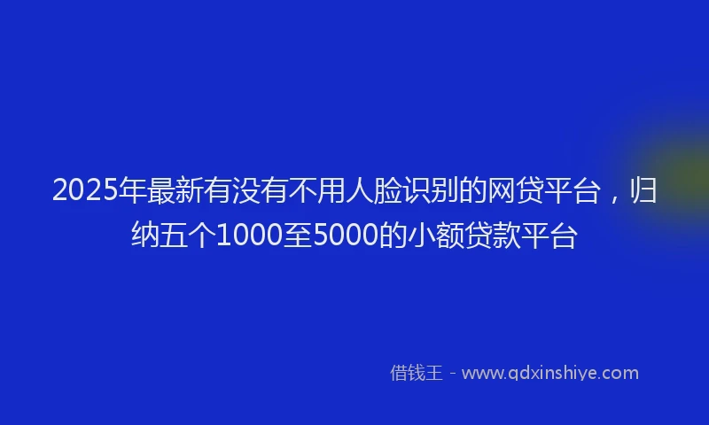 2025年最新有没有不用人脸识别的网贷平台，归纳五个1000至5000的小额贷款平台