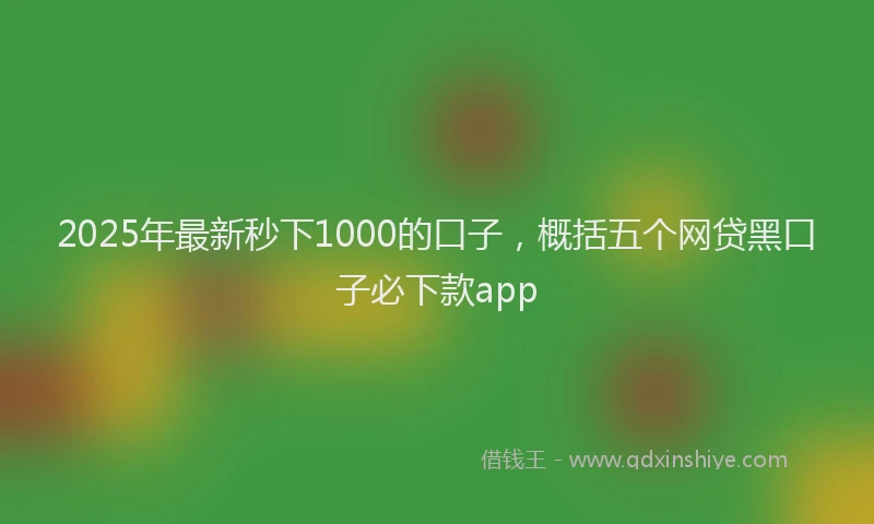 2025年最新秒下1000的口子，概括五个网贷黑口子必下款app