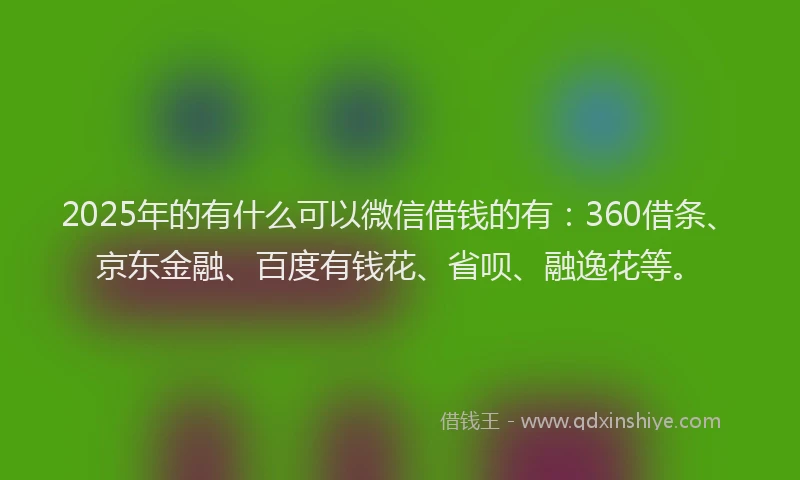 2025年的有什么可以微信借钱的有：360借条、京东金融、百度有钱花、省呗、融逸花等。