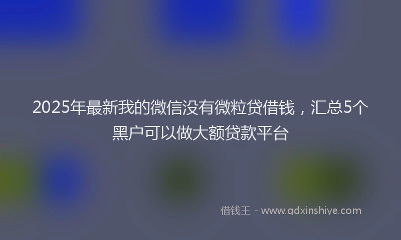 2025年最新我的微信没有微粒贷借钱，汇总5个黑户可以做大额贷款平台