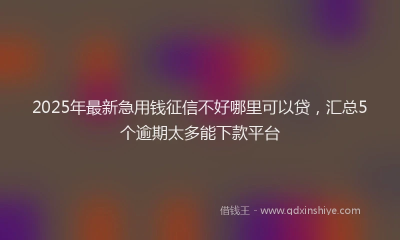 2025年最新急用钱征信不好哪里可以贷，汇总5个逾期太多能下款平台