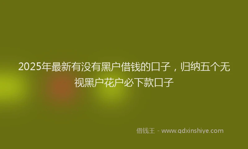 2025年最新有没有黑户借钱的口子，归纳五个无视黑户花户必下款口子