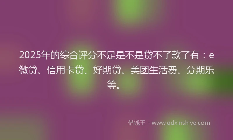 2025年的综合评分不足是不是贷不了款了有：e微贷、信用卡贷、好期贷、美团生活费、分期乐等。