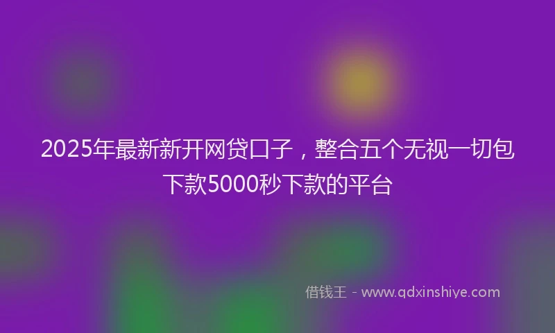 2025年最新新开网贷口子，整合五个无视一切包下款5000秒下款的平台