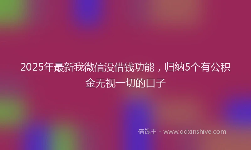 2025年最新我微信没借钱功能，归纳5个有公积金无视一切的口子