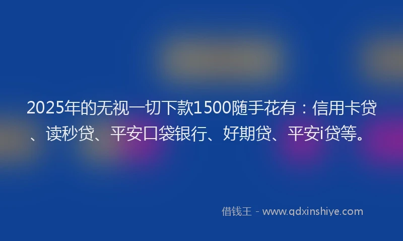 2025年的无视一切下款1500随手花有：信用卡贷、读秒贷、平安口袋银行、好期贷、平安i贷等。