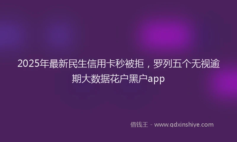 2025年最新民生信用卡秒被拒，罗列五个无视逾期大数据花户黑户app