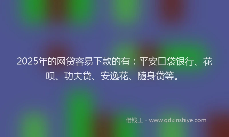 2025年的网贷容易下款的有：平安口袋银行、花呗、功夫贷、安逸花、随身贷等。