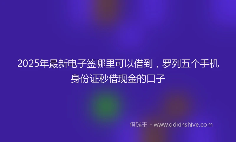 2025年最新电子签哪里可以借到，罗列五个手机身份证秒借现金的口子