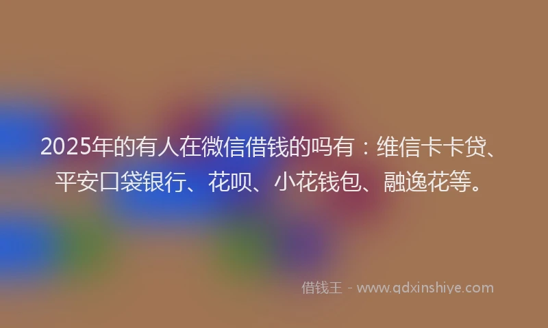 2025年的有人在微信借钱的吗有：维信卡卡贷、平安口袋银行、花呗、小花钱包、融逸花等。