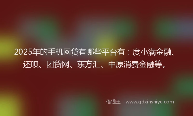 2025年的手机网贷有哪些平台有：度小满金融、还呗、团贷网、东方汇、中原消费金融等。