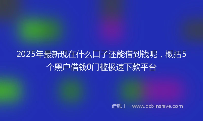 2025年最新现在什么口子还能借到钱呢，概括5个黑户借钱0门槛极速下款平台