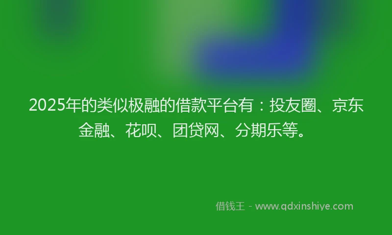 2025年的类似极融的借款平台有：投友圈、京东金融、花呗、团贷网、分期乐等。