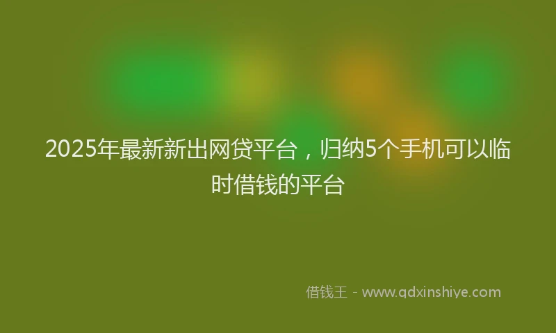 2025年最新新出网贷平台，归纳5个手机可以临时借钱的平台