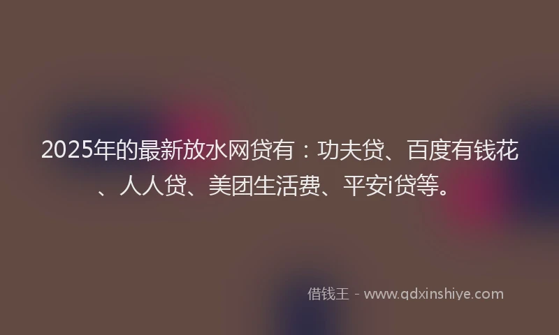 2025年的最新放水网贷有：功夫贷、百度有钱花、人人贷、美团生活费、平安i贷等。