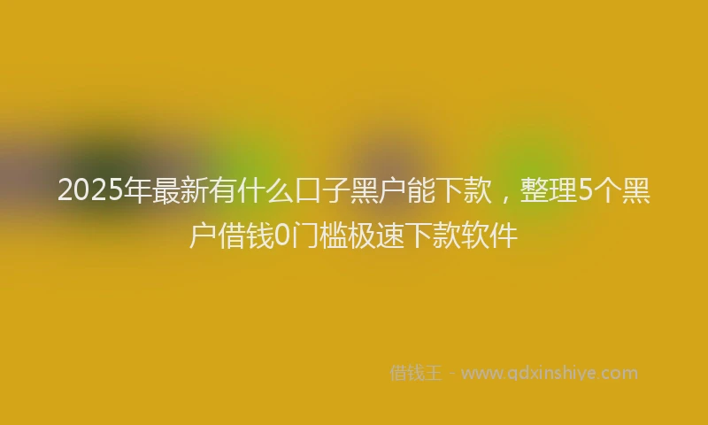 2025年最新有什么口子黑户能下款，整理5个黑户借钱0门槛极速下款软件