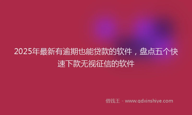 2025年最新有逾期也能贷款的软件，盘点五个快速下款无视征信的软件