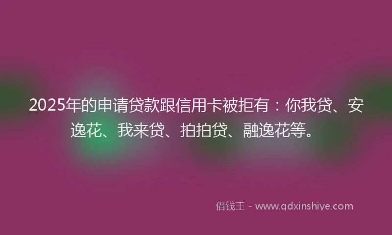2025年的申请贷款跟信用卡被拒有：你我贷、安逸花、我来贷、拍拍贷、融逸花等。