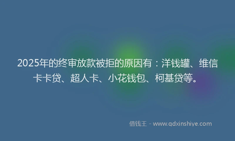 2025年的终审放款被拒的原因有：洋钱罐、维信卡卡贷、超人卡、小花钱包、柯基贷等。