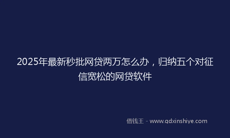 2025年最新秒批网贷两万怎么办，归纳五个对征信宽松的网贷软件