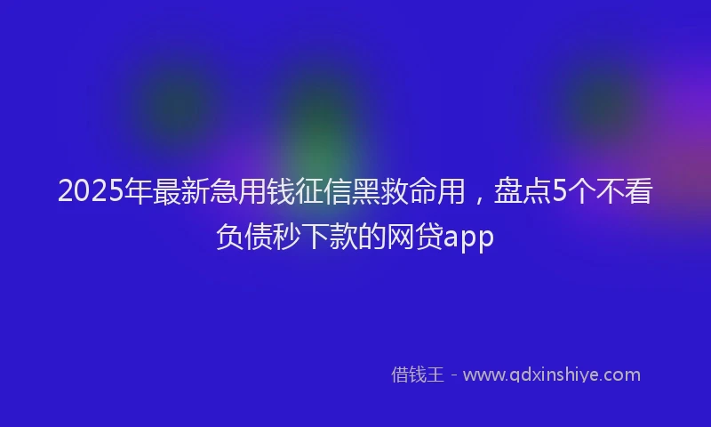 2025年最新急用钱征信黑救命用，盘点5个不看负债秒下款的网贷app