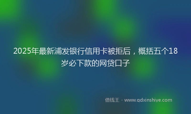 2025年最新浦发银行信用卡被拒后，概括五个18岁必下款的网贷口子
