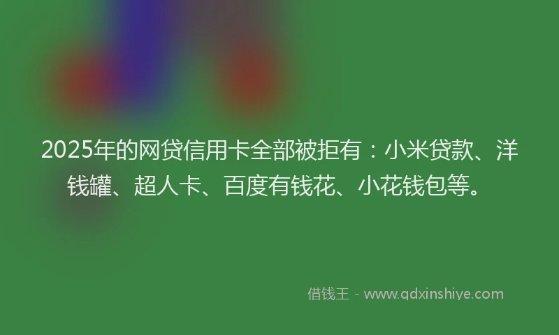 2025年的网贷信用卡全部被拒有：小米贷款、洋钱罐、超人卡、百度有钱花、小花钱包等。