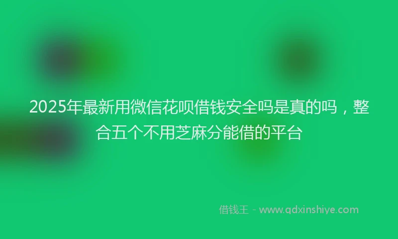 2025年最新用微信花呗借钱安全吗是真的吗，整合五个不用芝麻分能借的平台
