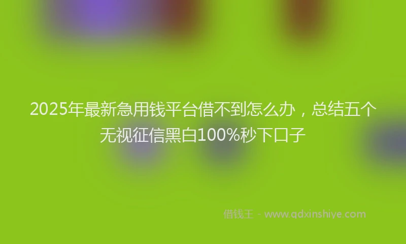 2025年最新急用钱平台借不到怎么办，总结五个无视征信黑白100%秒下口子