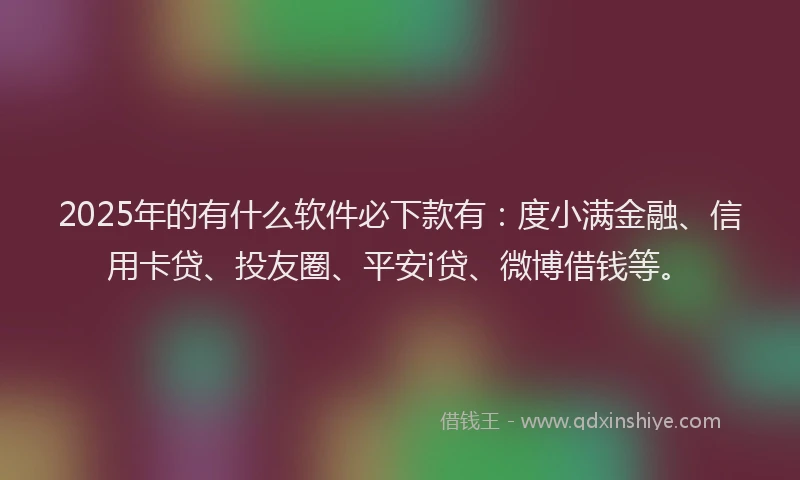 2025年的有什么软件必下款有：度小满金融、信用卡贷、投友圈、平安i贷、微博借钱等。