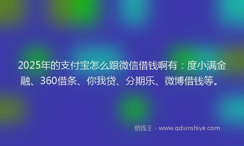 2025年的支付宝怎么跟微信借钱啊有：度小满金融、360借条、你我贷、分期乐、微博借钱等。