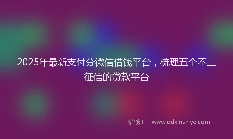 2025年最新支付分微信借钱平台，梳理五个不上征信的贷款平台