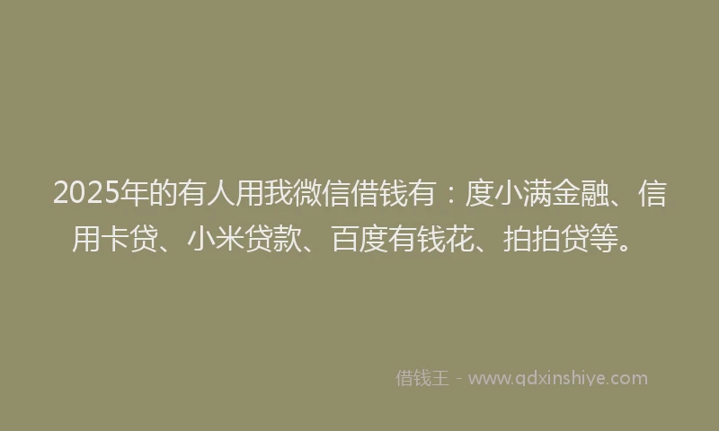 2025年的有人用我微信借钱有:度小满金融、信用卡贷、小米贷款、百度有钱花、拍拍贷等。
