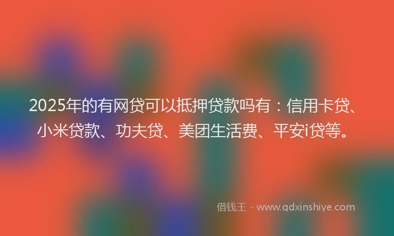 2025年的有网贷可以抵押贷款吗有：信用卡贷、小米贷款、功夫贷、美团生活费、平安i贷等。