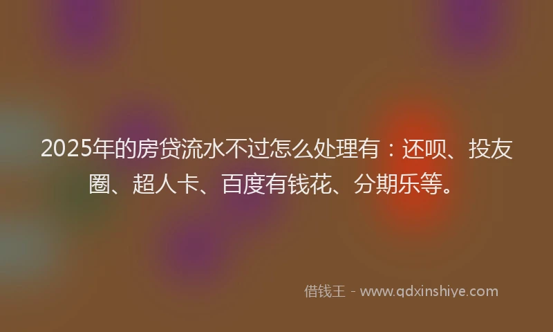 2025年的房贷流水不过怎么处理有：还呗、投友圈、超人卡、百度有钱花、分期乐等。